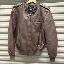 Vintage Members Only Leather Jacket Bomber Zip Up Brown Men's Size 40 80's