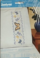 JANLYNN Premium Pillow Cases 2pk for Stamped Cross Stitch BUTTERFLIES 0937