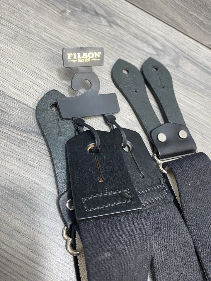 Tirantes Filson Tab Negro Talla Larga Algodón Brida Cuero Hecho en EE. UU. Nuevo Foto 2 de 4