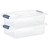 Engelland 2 X Aufbewahrungsbox Multibox Organizer Box 6 L Blau-Transparent Flach