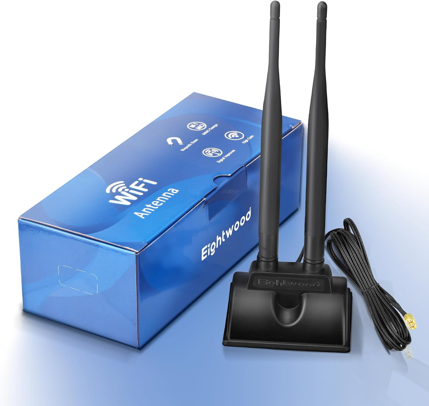 Eightwood Wifi Antenna with RP-SMA Male Connector, 2.4Ghz 5Ghz Dual Band Antenna