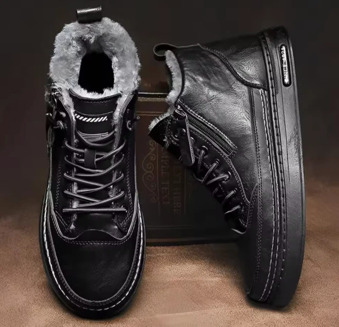 Herren Stiefel Kunstleder Wasserdicht Rutschfest Winter - Bild 3 von 3