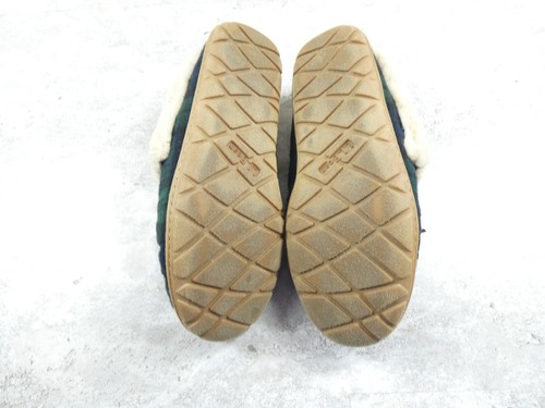 LL Bean Slipper Womens 10 Green Wicked Good Tarten Plaid Shoe Shearling Lined - Picture 8 of 12