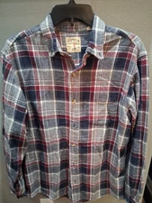 Redhead Men's Button Down Flannel Made In India Red Whi Blu Plaid Sz Med 158