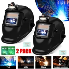 2 Pack True Color Solar Auto Darkening Welding Helmet Arc Tig Mig Grinding Hood