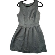 Green Quilted Fit & Flare Party Dress Womens M Sleeveless Textured Holiday Chic