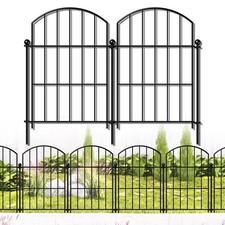 FOREHOGAR Metal Garden Fence 17in (H) x 10ft (L), 10 Panels + 11 Stakes Dog