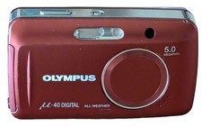 Olympus 40 Digital Camera 5MP All Weather Red Vintage Compact Tested