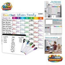 Magnetic Chore Chart for Kids: Visual Dry Erase Weekly Planner, Magnetic Markers