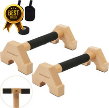 Wood Parallettes Push Up Bars Anti Slip Handstand Handles Home Gym 600lb Support