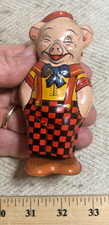 Vintage 1940'S J. Chein  Co.  156 Tin Lithographed Windup Winking Pig Walker 