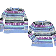 Small New TALBOTS Fair Isle Womens Lambswool Blend Pullover Sweater Purple Blue