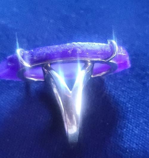 Amethyst Agate Slice Marked Sterling Ring Size 6.… - image 5