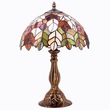 Tiffany Table Lamp Stained Glass Style Maple Leaf Bedside Lamp