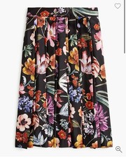 Preloved J. Crew Pleated A-line skirt in midnight Dutch floral Sz 8 AC478