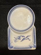 Cenicero náutico vintage con etiqueta de flecha Jersey City NJ Japón cerámica