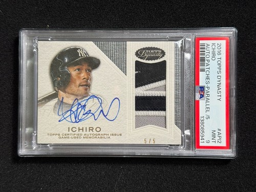 Ichiro Suzuki #/5 GU Auto Patch 2016 Topps Dynasty Parallel Deed PSA 9 POP 1/1
