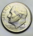 💥 1997 P Roosevelt Dime Off Center Rim ERROR Obv & Rev W/ Rev Die Abrasions