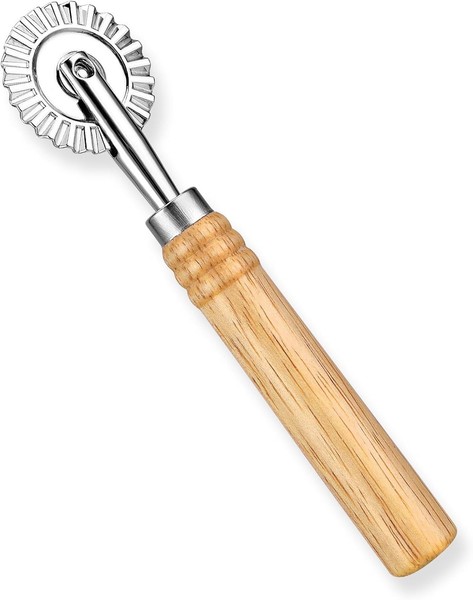 TeigräDchen Nudelschneider GezäHnt Mit Holzgriff Teigschneider FüR KüChe-image