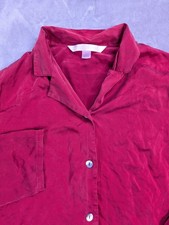 Vintage Victoria's Secret 100 Silk Pajama Top Red Button Up Shirt 1999 Medium