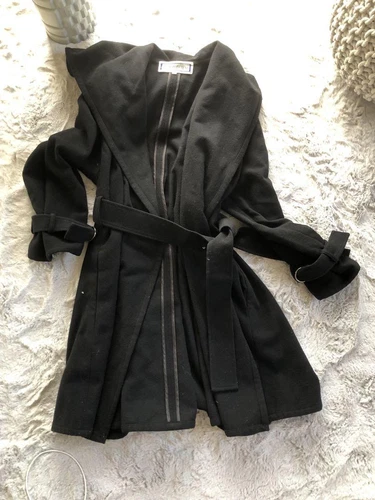SAINT LAURENT (YSL) Cappotto lungo Yves Saint Laurent lana nero taglia S donna