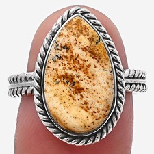 Natural Picture Jasper 925 Sterling Silver Ring s.7.5 Jewelry R-1065