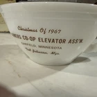 Vintage Federal Glass Advertising Batter Bowl ~Farmers Co-op Elevator