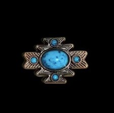 Western Equestrian Cowboy Tack (6) Aztec 1 1/4" Conchos mit Türkis