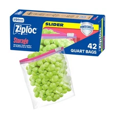 Ziploc Quart Food Storage Slider Bags, Power Shield Technology for More