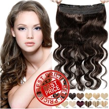 THICK One Piece Clip In REAL Remy Human Hair Extensions 3/4 Full Head Ombre Wavy
