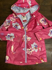Girls Joules Pink Floral Raincoat Size 11-12y