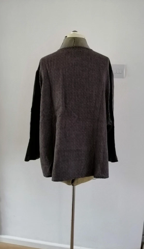 Flax by Jeanne Engelhart Blazer Women Size L Pure Linen Brown Check Vintage - Image 3 of 4