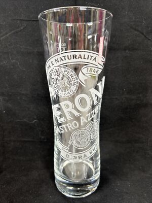 Peroni 0.4L Beer Glass Frosted Nastro Azzurro Signature Italian Barware EUC