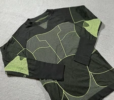 Crivit Base Layer Warm Ski Mens Shirt Winter Sport Size M Medium Green Black