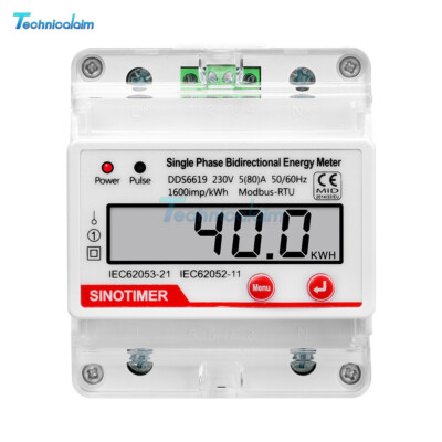 DS6619 4P Single-Phase Bidrectional Energy Meter RS485 Modbus-RTU 230V 5(80)A