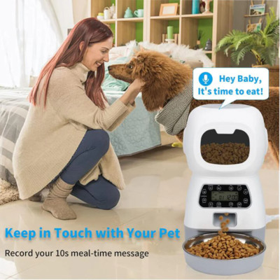 Automatic Pet Feeder LCD Screen Timer with Voice Record for Dog Food Dispenser