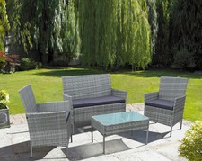4 Piece Rattan Outdoor Furniture Sofa Set Garden Conservatory in Black or Grey