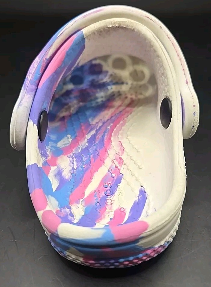 Classic Crocs Digital Pink Purple White Colored Marbled Tie Dye Clogs Kids C 6 image 4
