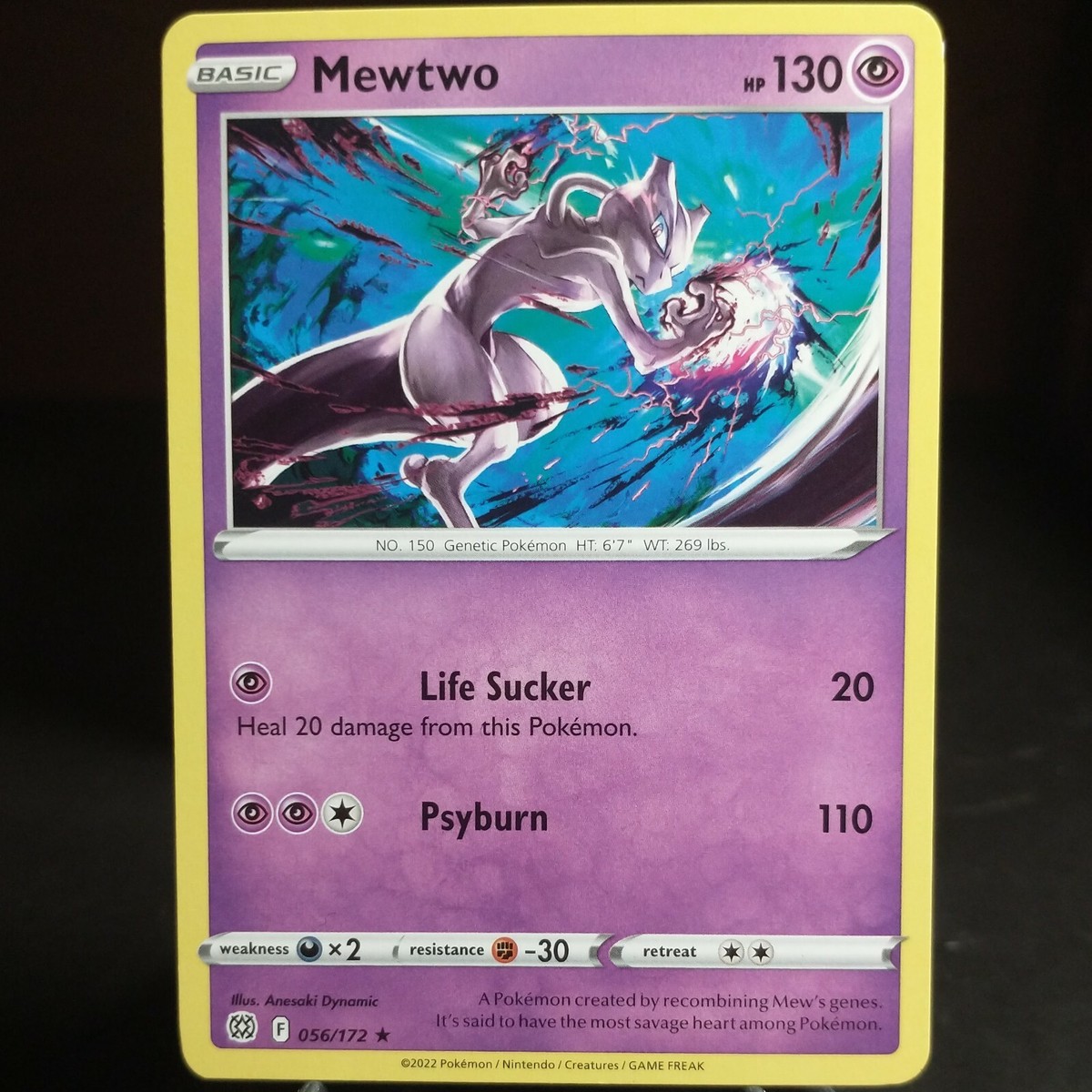 Mewtwo 056/172 NM Rare Brilliant Stars Near Mint SWSH Pokemon TCG Card 56/ 172