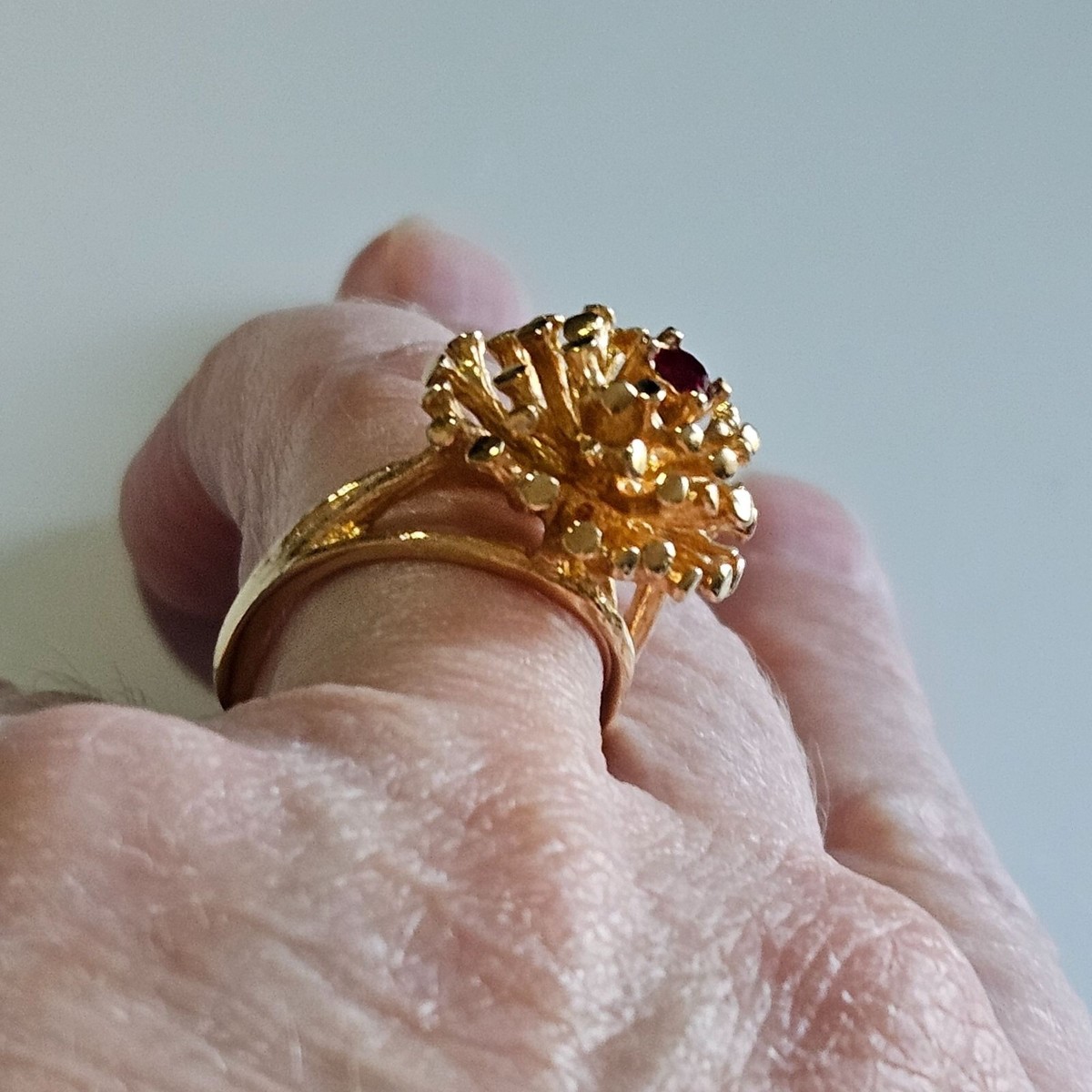 Vintage 18K HGE Red Rhinestone Cocktail Ring Size 5.75 | eBay