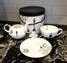 RARE VTG PPD Germany Bone China Stackable Tea Pot + Lid & Saucer in Original Box