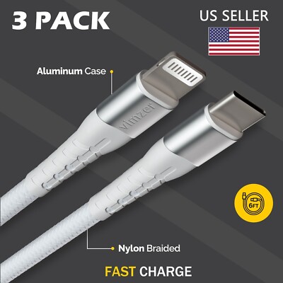 3 Pack iPhone to USB C Fast Charger Cable for iPhone 14 13 PRO MAX 12 11 XS X XR