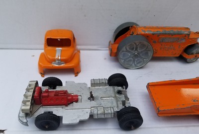 HUBLEY LOW BOY Semi Trailer and Diesel Steam Roller Orange Vintage