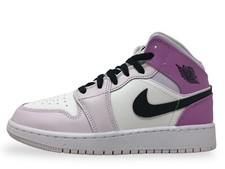 Air Jordan 1 Mid GS Kids Basketball Shoes Barley Grape Black White DQ8423 501