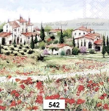 (542) TWO Paper LUNCHEON Decoupage Art Craft Napkins - ITALY TUSCANY POPPIES