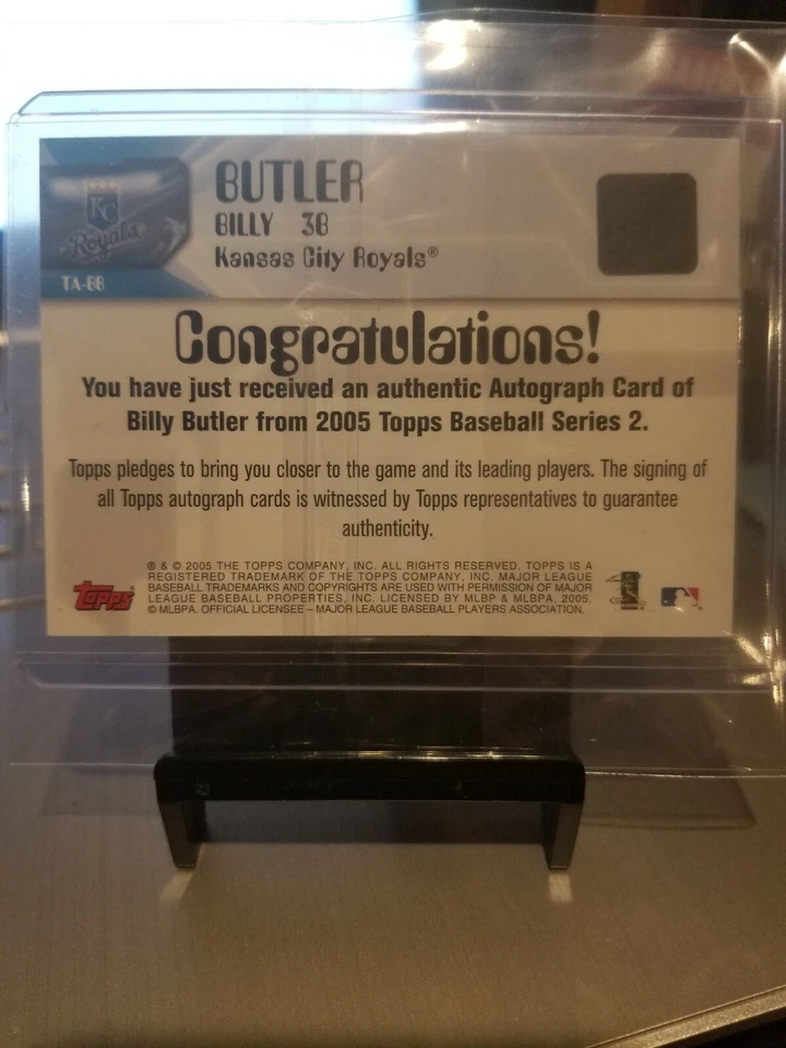 2005 BILLY BUTLER TOPPS CERTIFIED "AUTOGRAPH" ROOKIE.#38 MINT. - Image 4 of 4
