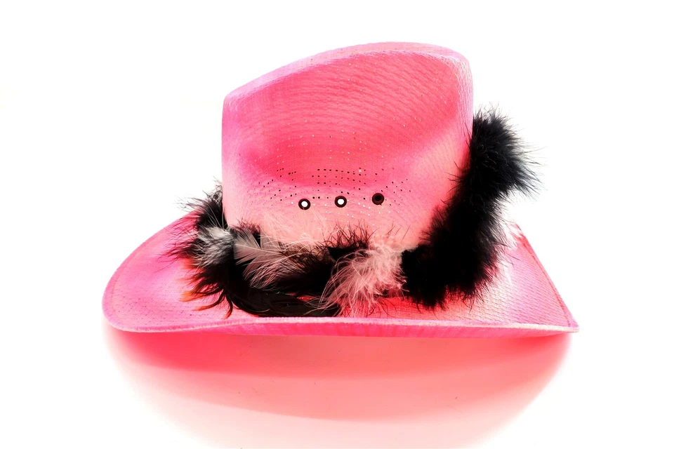 РОЗОВЫЙ WESTERN EXPRESS женщины ковбой шляпа с перьями размер 7 1/8  - Изображение 4 из 4