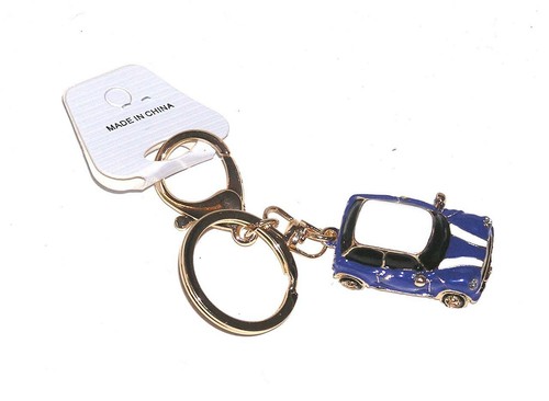 KEYCHAIN KEY FOB GT Ring & Lobster Claw Fastener Metal Car DARK BLUE MINI COOPER