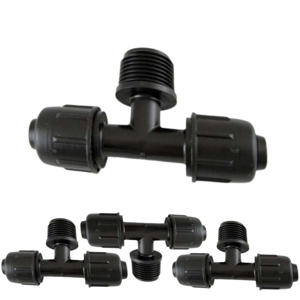 ACQUAVERDE TEE RACCORDO A COMPRESSIONE FILETTATO MASCHIO T TEES PN4 PER TUBO IRRIGAZIONE