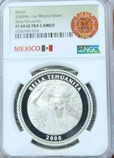2000 MEXICO SILVER BELLA TEHUANITA NGC PF 69 ULTRA CAMEO EXTREMELY RARE TOP POP